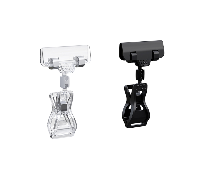 Ценникодержатель на прищепке универсальный с узким зажимом FX-CLAMP-SLIM на ножке 0 мм, цвет черный - фото 1