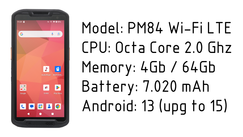 ТСД PointMobile PM84 Wi-Fi 5, BT, LTE, GPS, NFC, N5703, EXT, 4G/64G, A13 " - фото 1